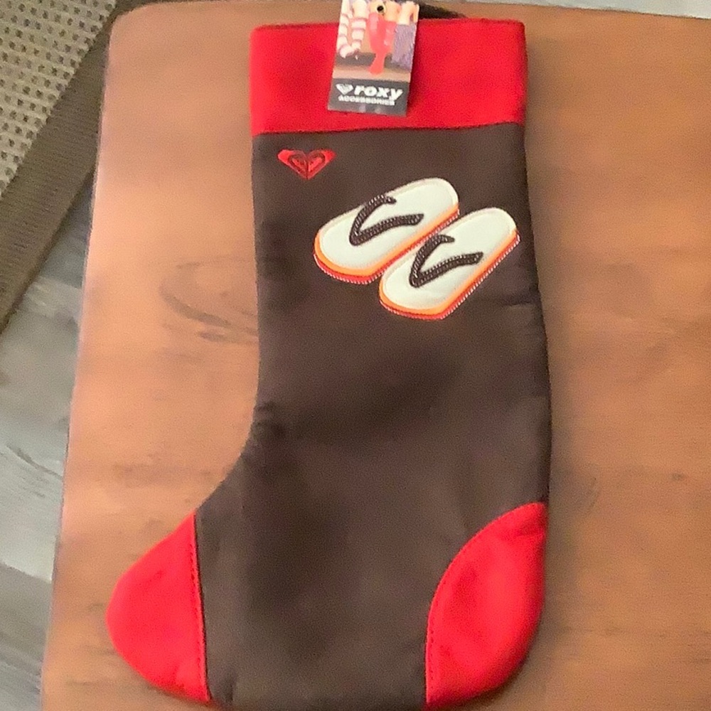 Roxy Christmas Stocking - Small - Brown/Red - NWT